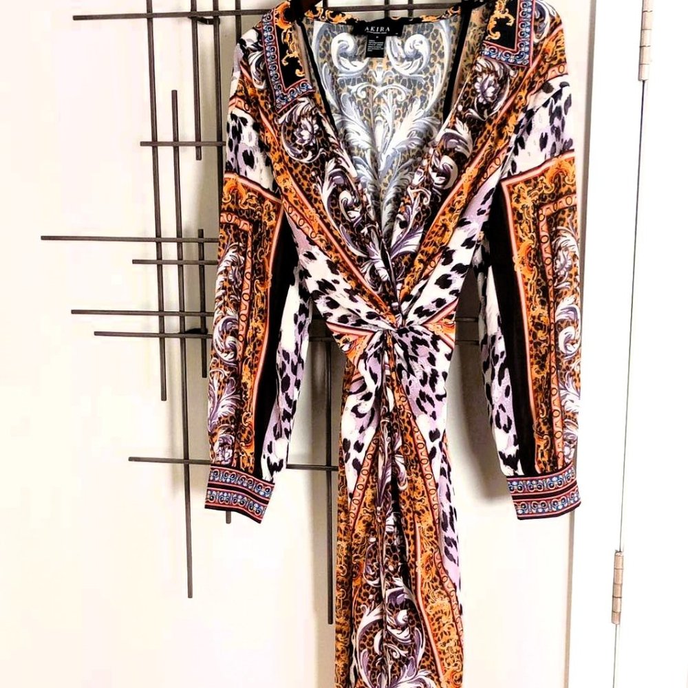 Akira Scarf Print Dress Medium